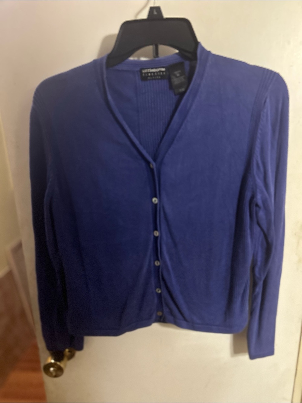 Liz Claiborne Deep Blue V-Neck Button Cardigan